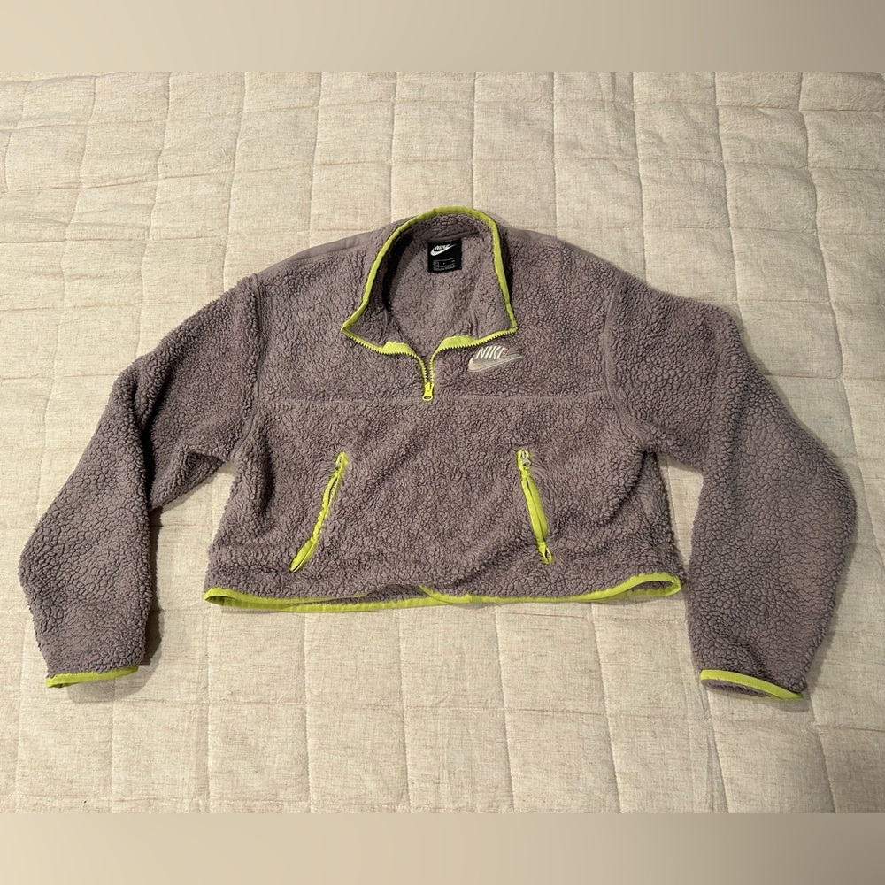 Nike Sherpa quarter zip crop sweater